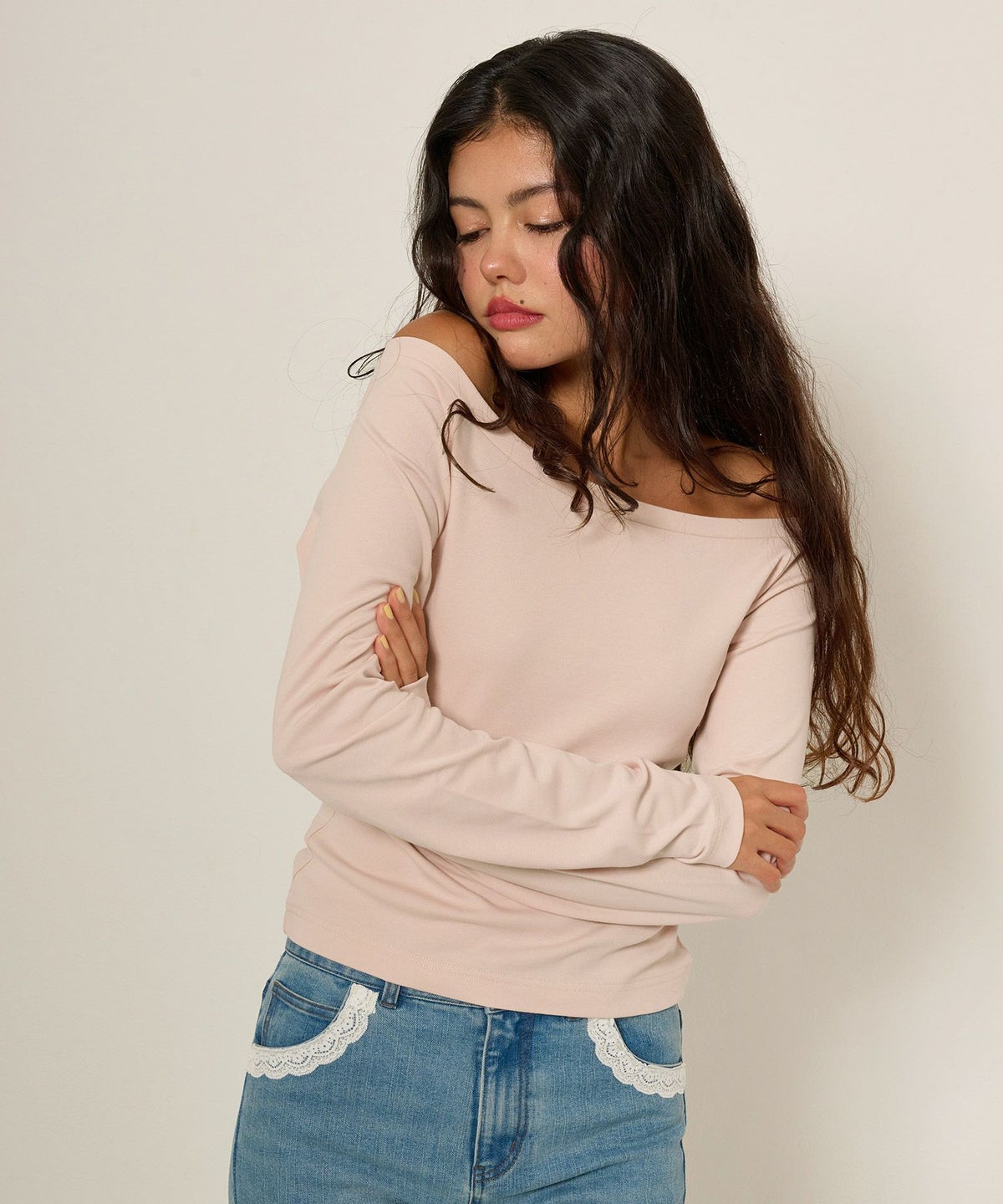 カットソー/ボートネック/長袖/シンプル