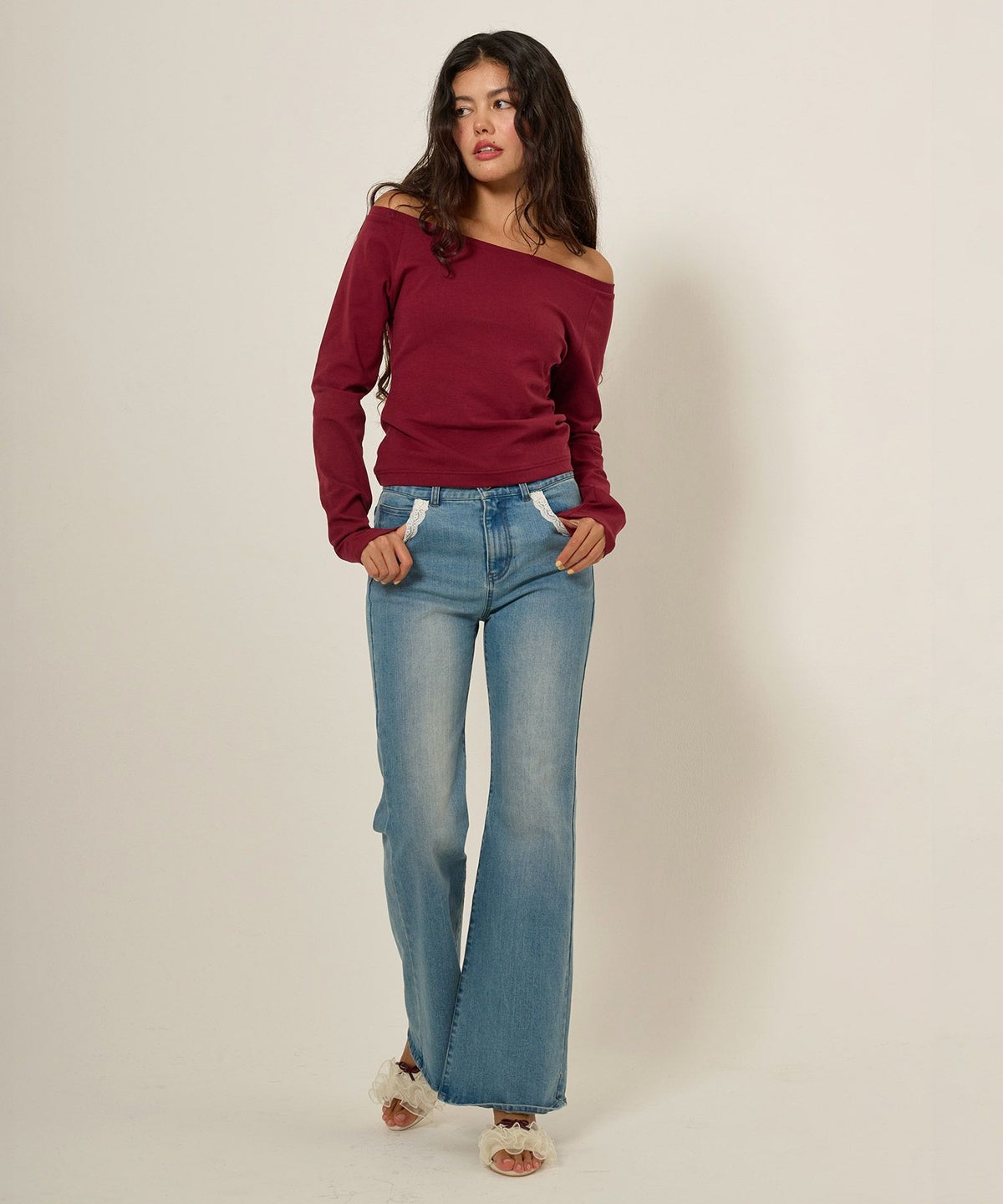 カットソー/ボートネック/長袖/シンプル