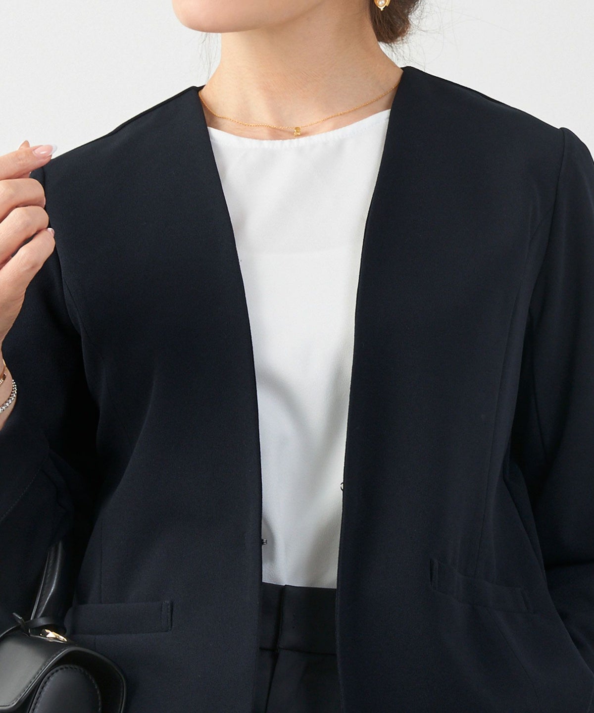 手洗い可 セレクト オケージョン オフィス 学校行事 アウター 袖口スリット 上品 きれいめ ジョイントスペース