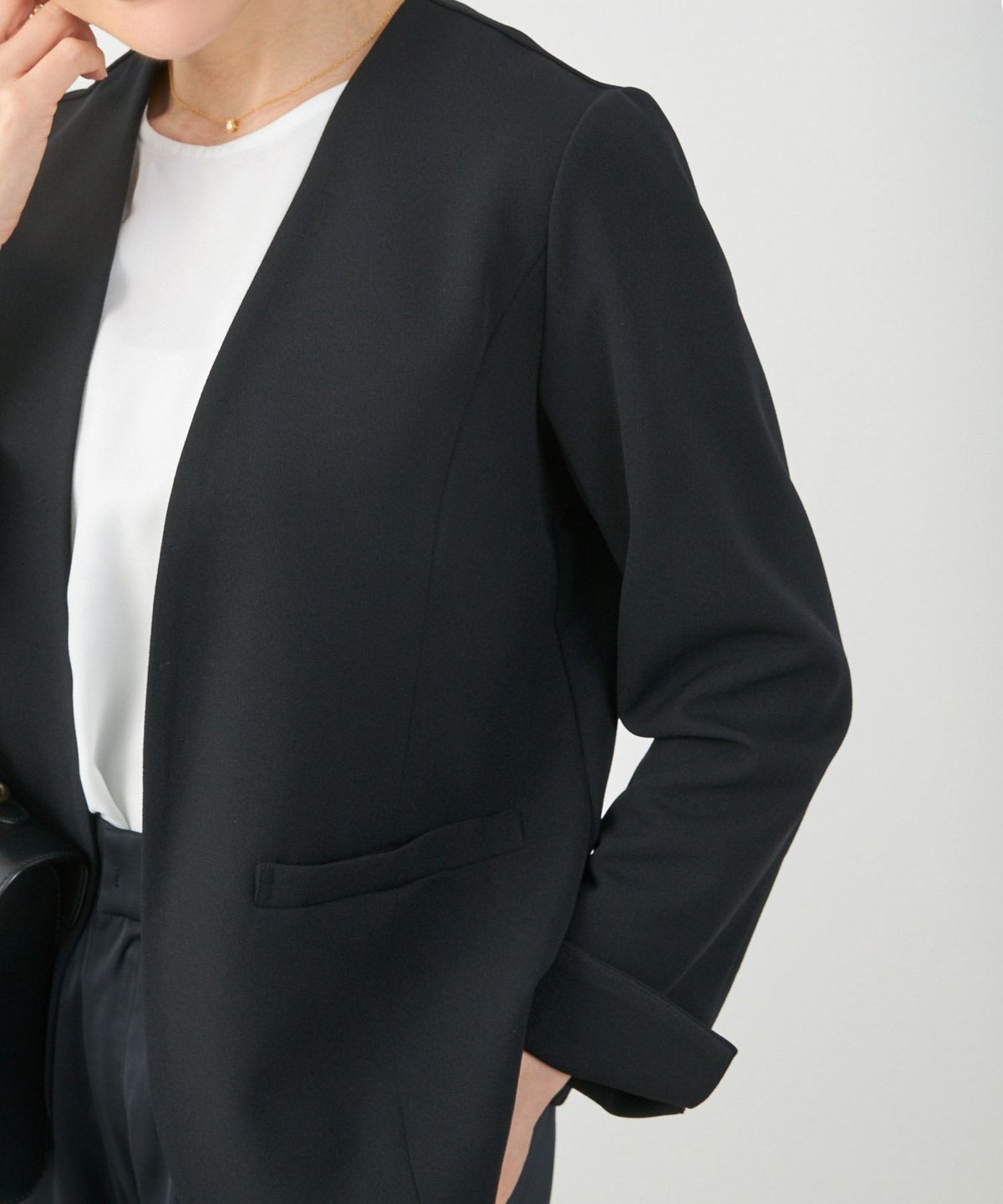 手洗い可 セレクト オケージョン オフィス 学校行事 アウター 袖口スリット 上品 きれいめ ジョイントスペース