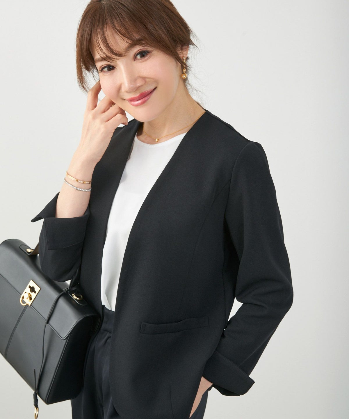 手洗い可 セレクト オケージョン オフィス 学校行事 アウター 袖口スリット 上品 きれいめ ジョイントスペース