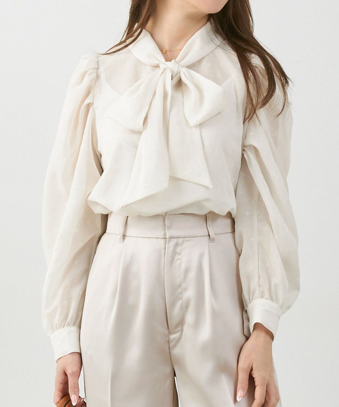 手洗い可オケージョンオフィス学校行事おしゃれフェミニン透け感上品きれいめ長袖白黒ジョイントスペース