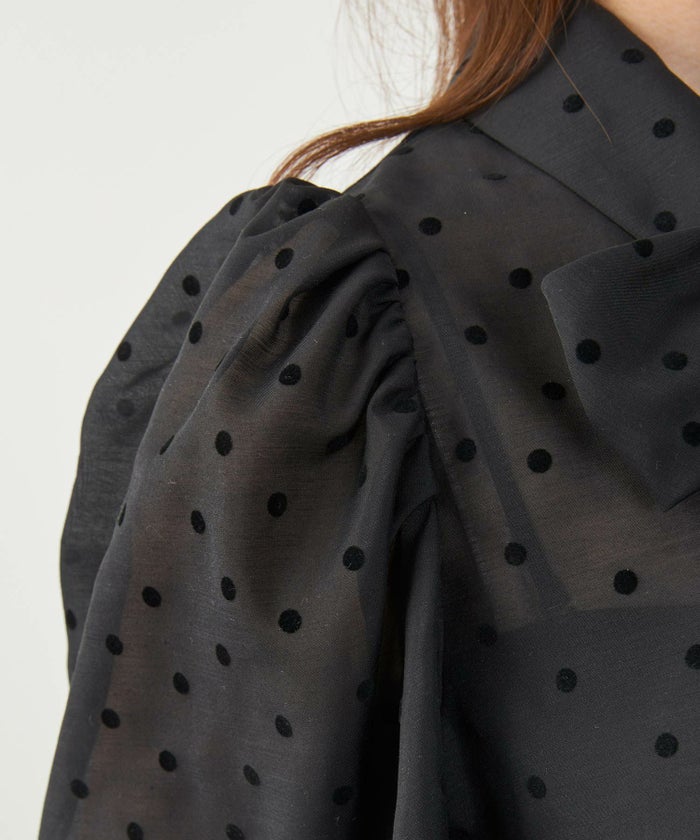 手洗い可オケージョンオフィス学校行事おしゃれフェミニン透け感上品きれいめ長袖白黒ジョイントスペース