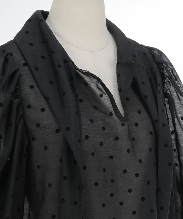 手洗い可オケージョンオフィス学校行事おしゃれフェミニン透け感上品きれいめ長袖白黒ジョイントスペース