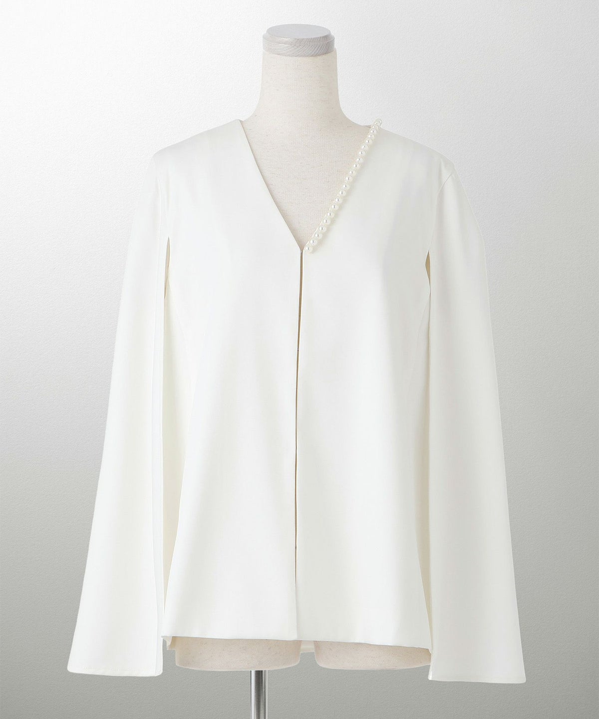 レディース パールトリム ジャケット/ホワイト/ブラック/M