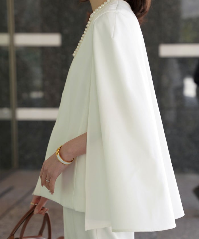 レディース パールトリム ジャケット/ホワイト/ブラック/M