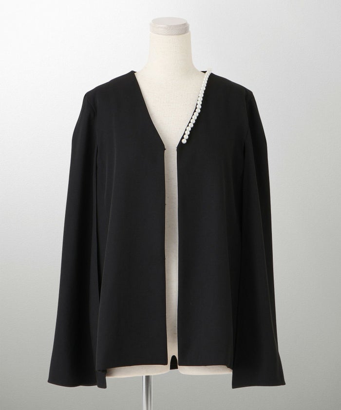 レディース パールトリム ジャケット/ホワイト/ブラック/M