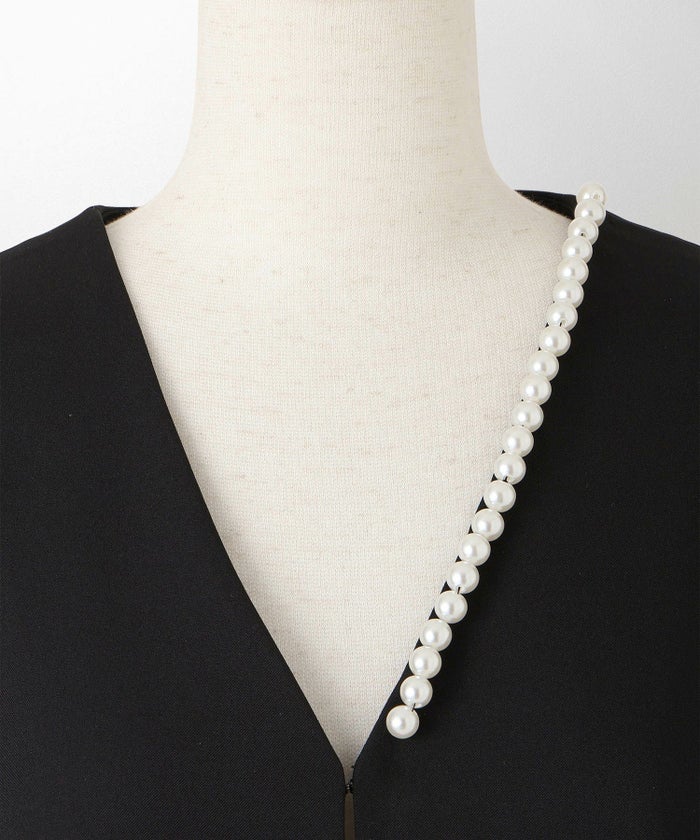 レディース パールトリム ジャケット/ホワイト/ブラック/M