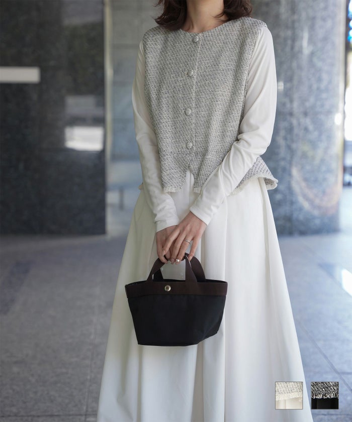 ツイード ジレスタイル ワンピース, ワンピース, HUIT bouquet, 30代、40代, 通勤、デート、女子会、休日 ツイード ジレスタイル ワンピース HUIT