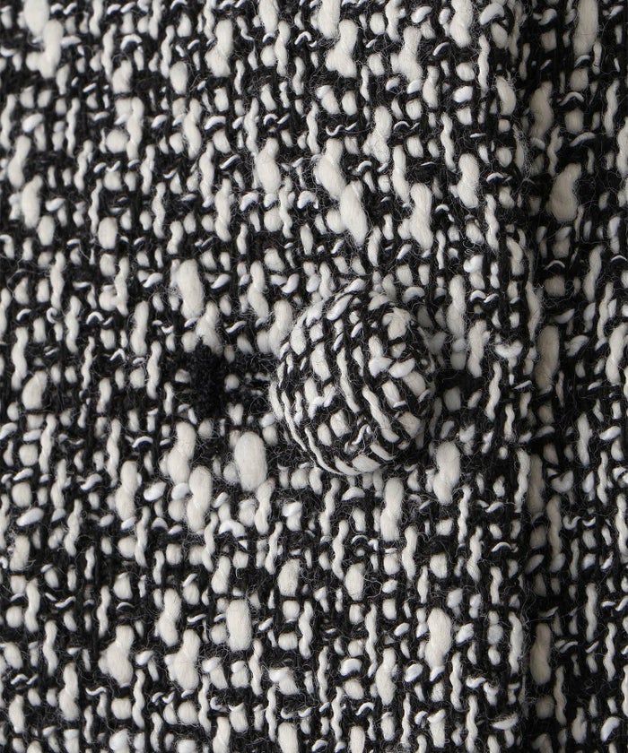 レディース ミックスツイード ノースリーブ ドッキングワンピース/ホワイト/ブラック/M/ロング丈