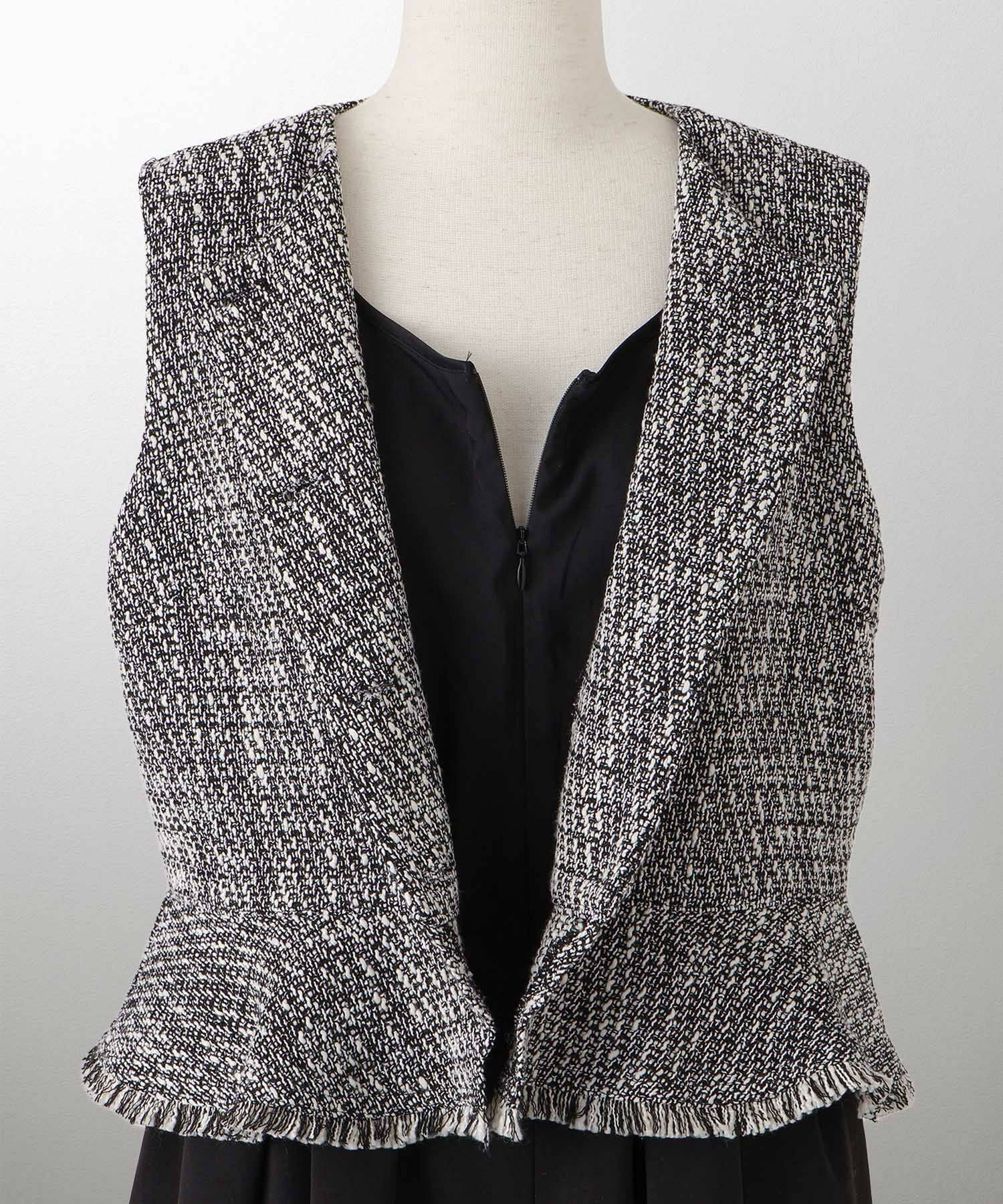 ツイード ジレスタイル ワンピース｜30代、40代 通勤、デート、休日に