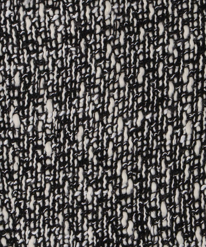 レディース ミックスツイード ノースリーブ ドッキングワンピース/ホワイト/ブラック/M/ロング丈