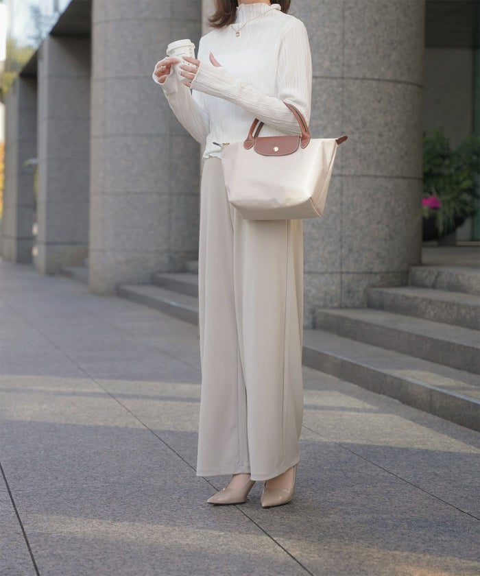 レディース 春 秋 冬 カットソー 薄手 カジュアル きれいめ 洗える ホワイト/ライトグリーン/ブラック/M/ボトルネック/長袖