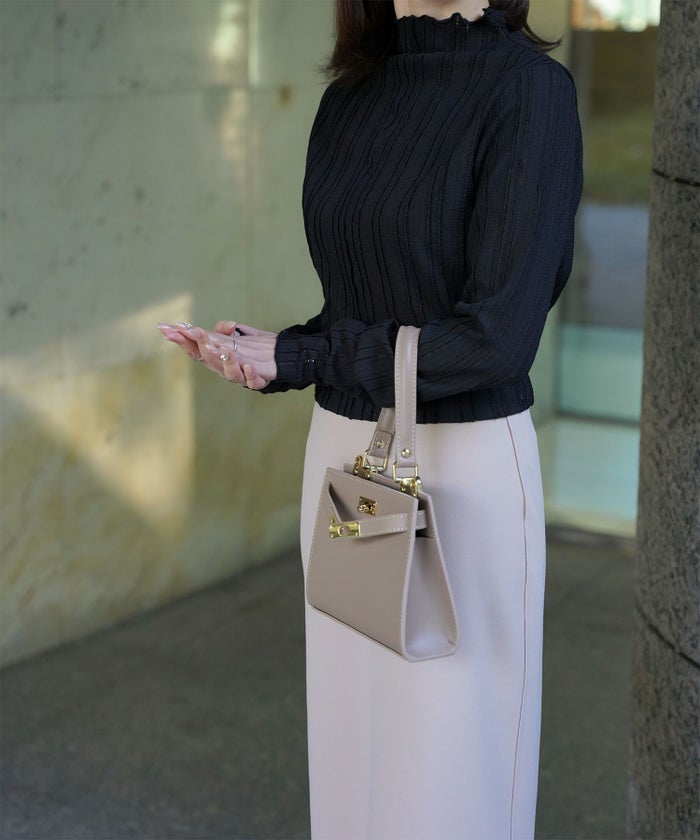 レディース 春 秋 冬 カットソー 薄手 カジュアル きれいめ 洗える ホワイト/ライトグリーン/ブラック/M/ボトルネック/長袖