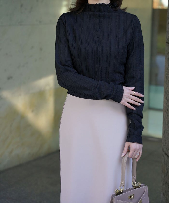 レディース 春 秋 冬 カットソー 薄手 カジュアル きれいめ 洗える ホワイト/ライトグリーン/ブラック/M/ボトルネック/長袖