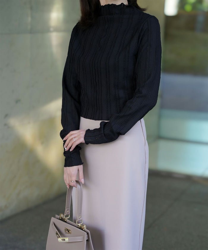 レディース 春 秋 冬 カットソー 薄手 カジュアル きれいめ 洗える ホワイト/ライトグリーン/ブラック/M/ボトルネック/長袖