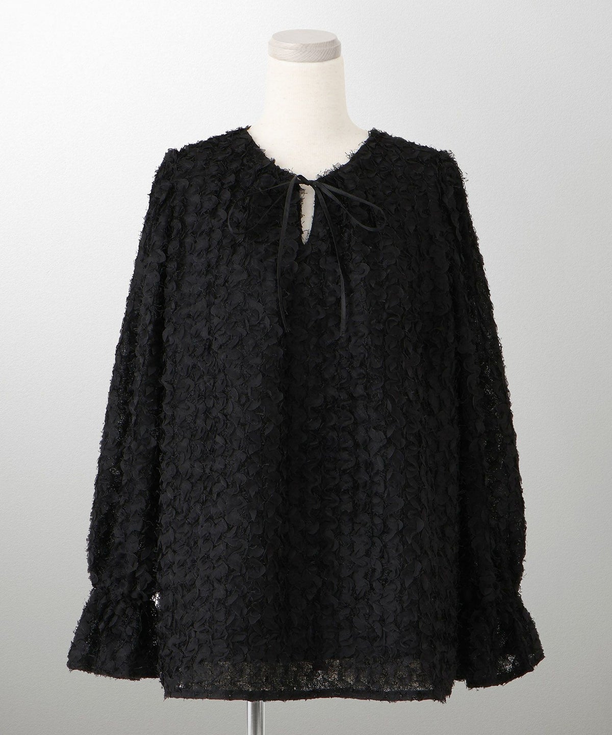 レディース モチーフ チュール フリル/アイボリー/ブラック/M/2way/フェザー/長袖