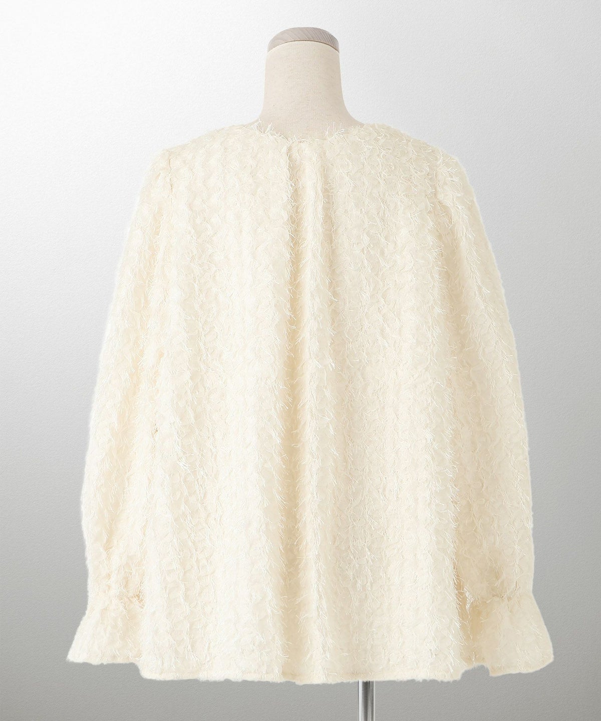 レディース モチーフ チュール フリル/アイボリー/ブラック/M/2way/フェザー/長袖