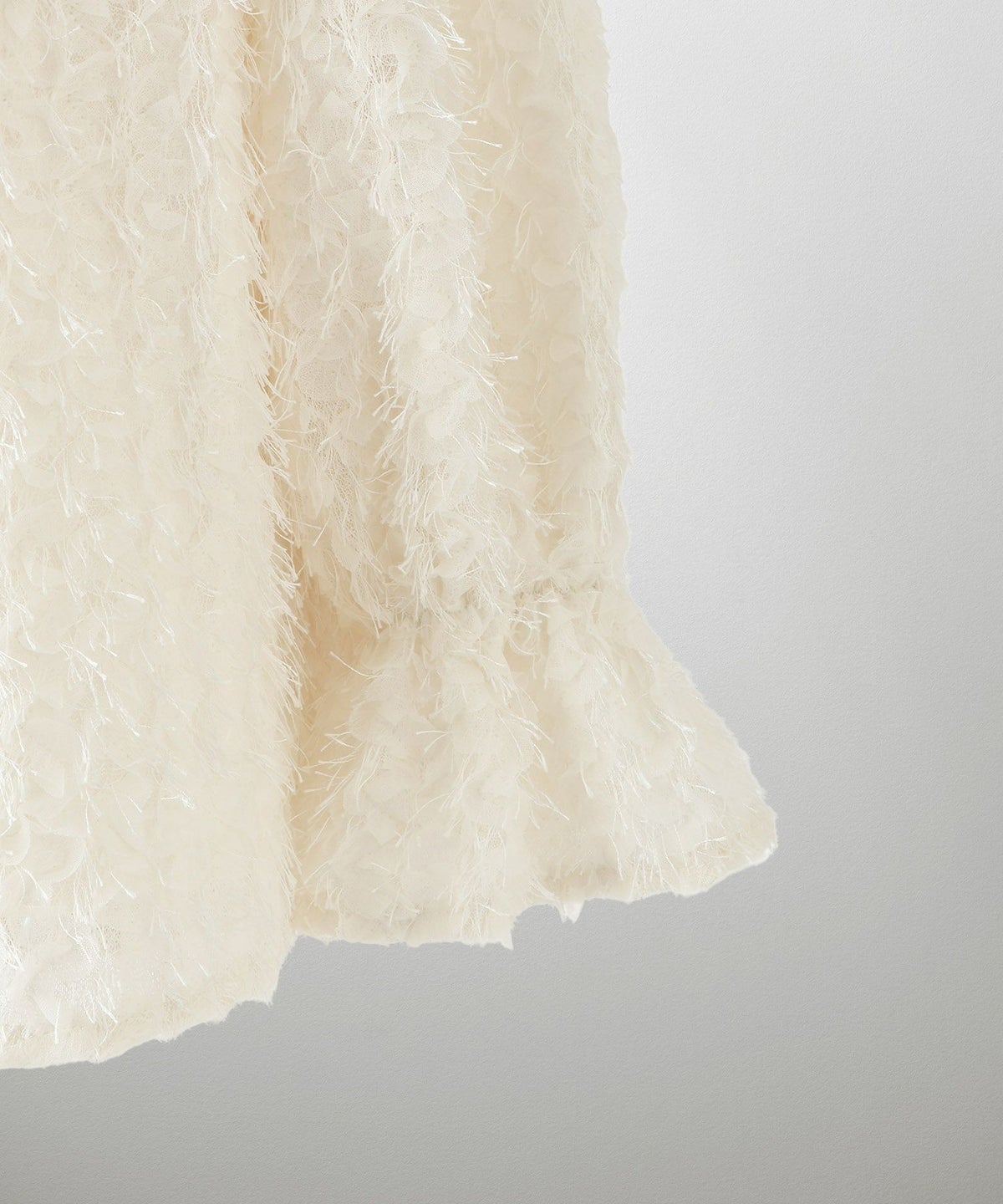 レディース モチーフ チュール フリル/アイボリー/ブラック/M/2way/フェザー/長袖