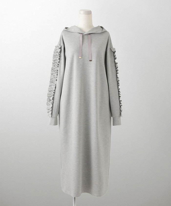 レディース 春 秋 ポンチ素材 カジュアル 上品/グレー/ブラック/M/プチフリル/ポケット/長袖