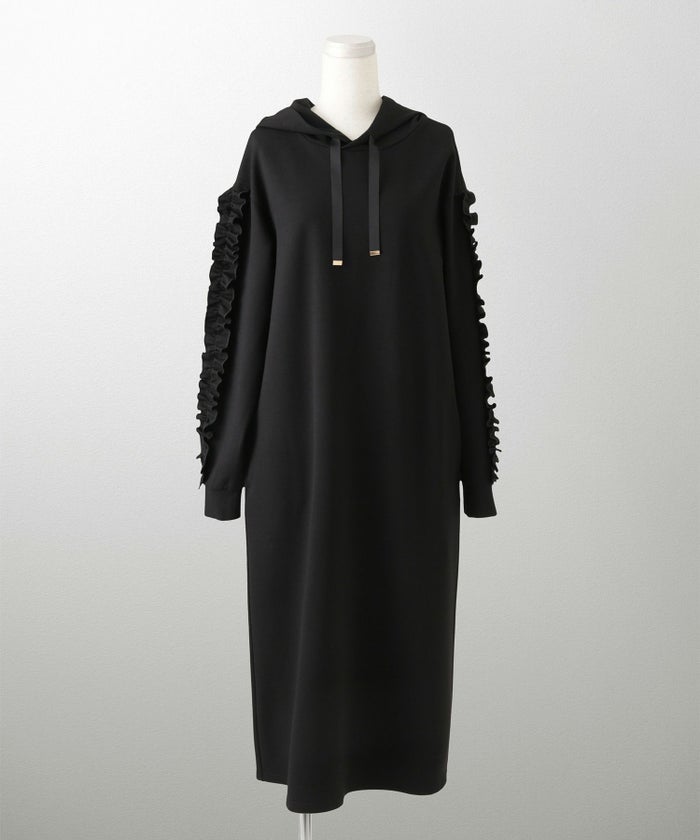 レディース 春 秋 ポンチ素材 カジュアル 上品/グレー/ブラック/M/プチフリル/ポケット/長袖