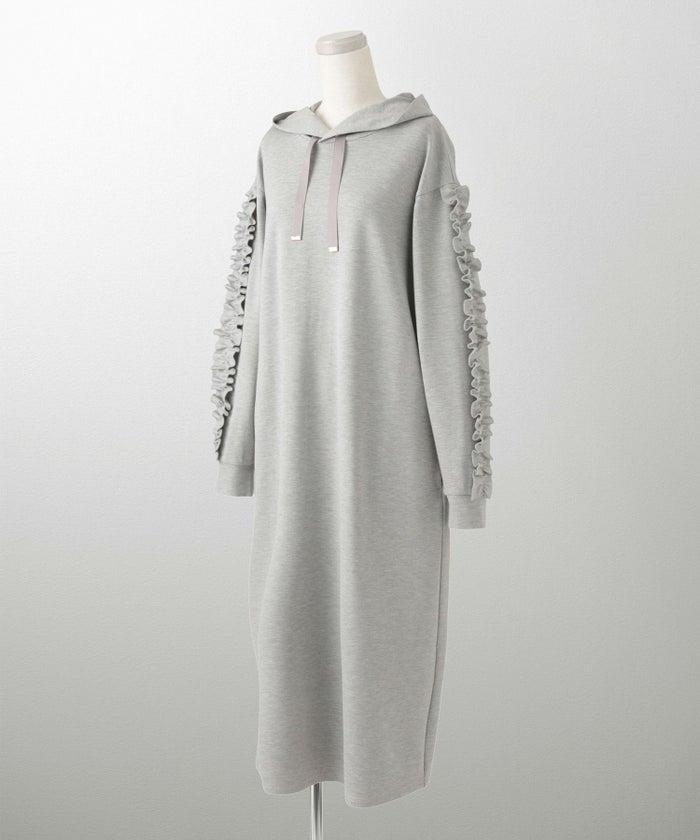 レディース 春 秋 ポンチ素材 カジュアル 上品/グレー/ブラック/M/プチフリル/ポケット/長袖