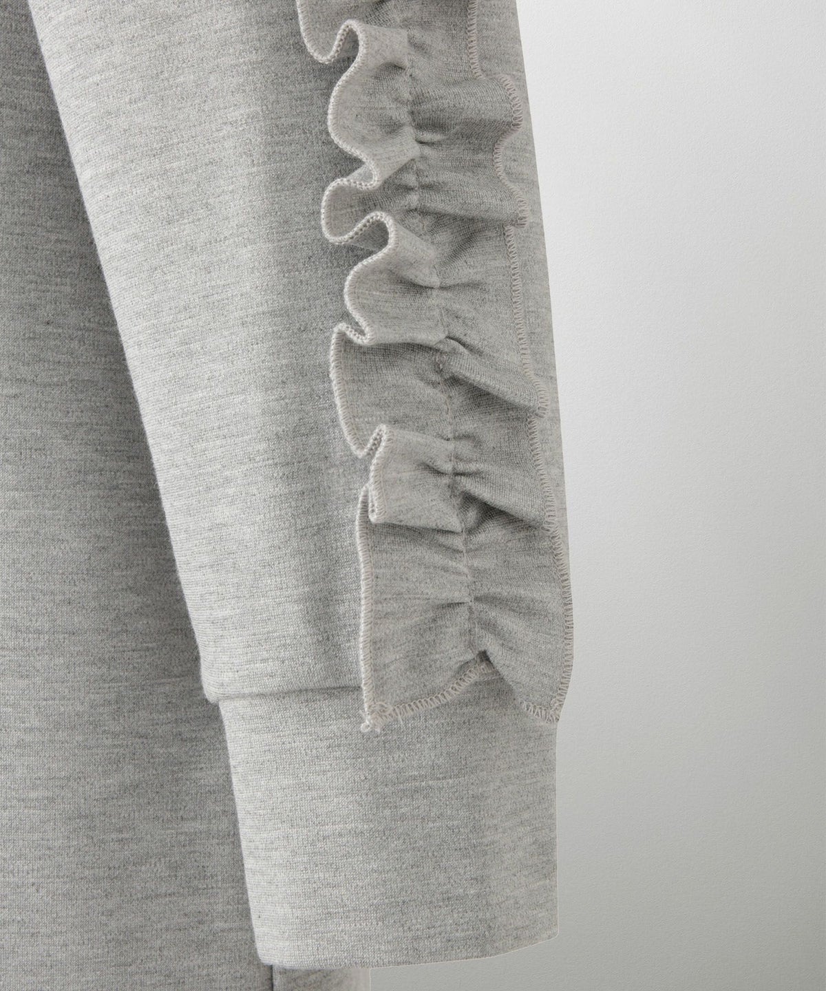 レディース 春 秋 ポンチ素材 カジュアル 上品/グレー/ブラック/M/プチフリル/ポケット/長袖