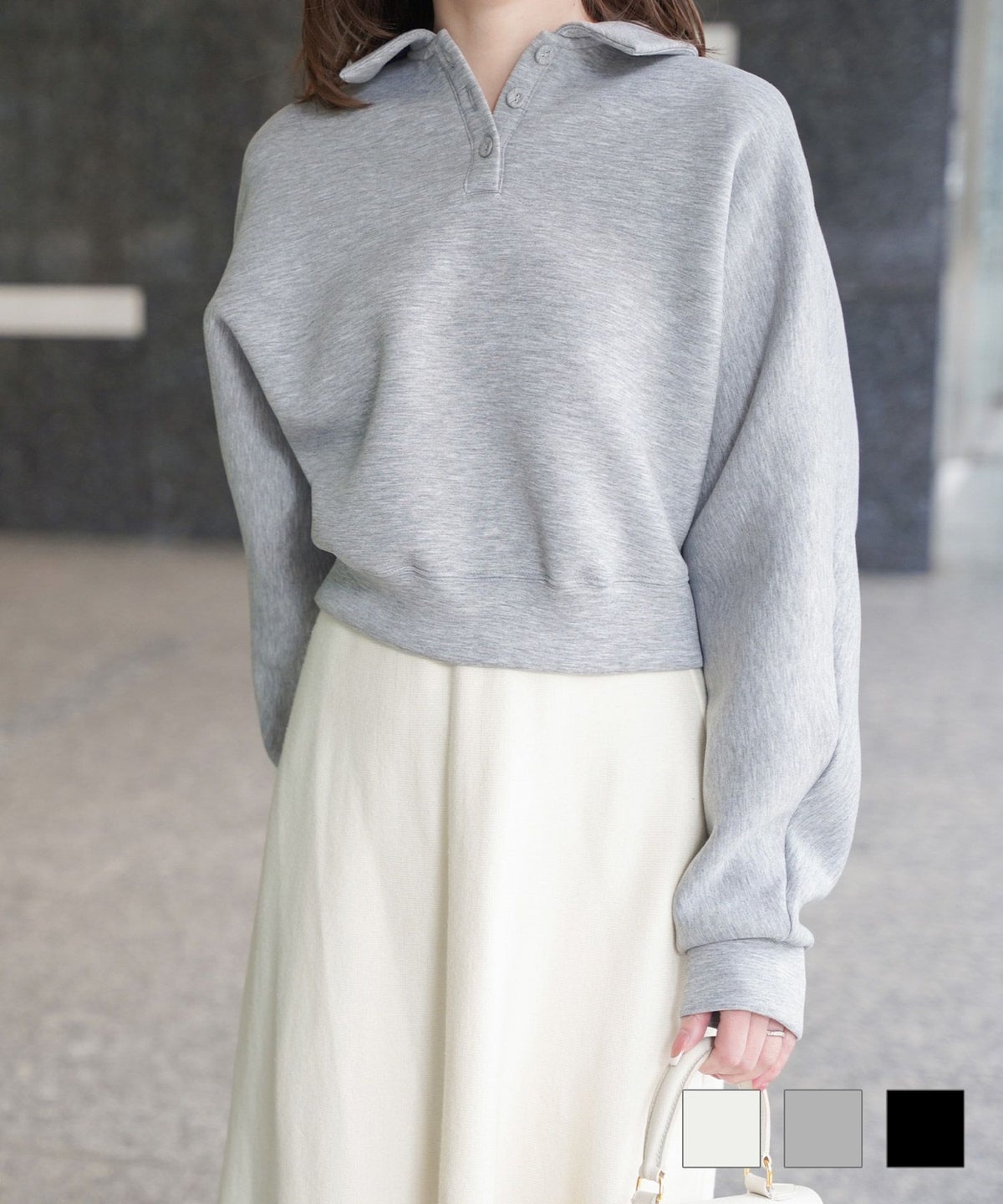 レディース 春 プルオーバー 上品 カジュアル ポロ スウェット トップス HUIT