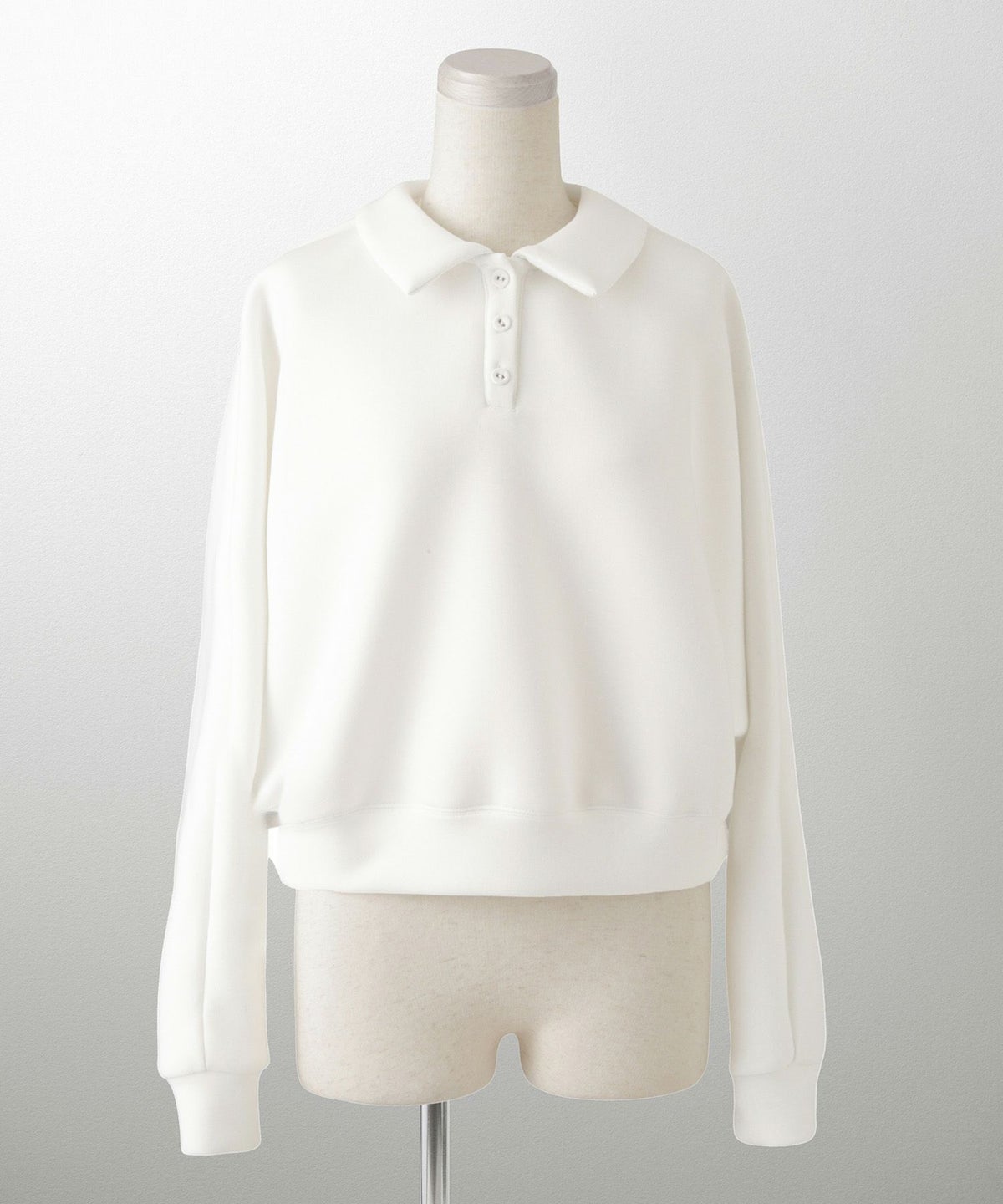 レディース 春 プルオーバー 上品 カジュアル/ホワイト/グレー/ブラック/M/ポロ襟/長袖