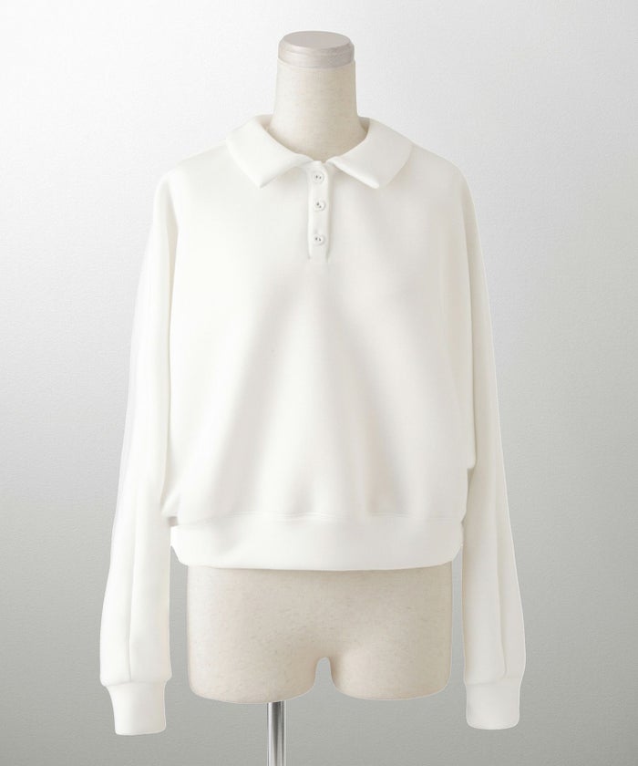 レディース 春 プルオーバー 上品 カジュアル/ホワイト/グレー/ブラック/M/ポロ襟/長袖