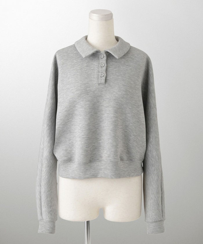 レディース 春 プルオーバー 上品 カジュアル/ホワイト/グレー/ブラック/M/ポロ襟/長袖