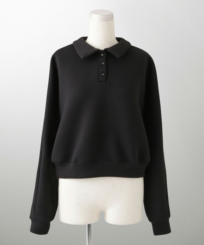 レディース 春 プルオーバー 上品 カジュアル/ホワイト/グレー/ブラック/M/ポロ襟/長袖