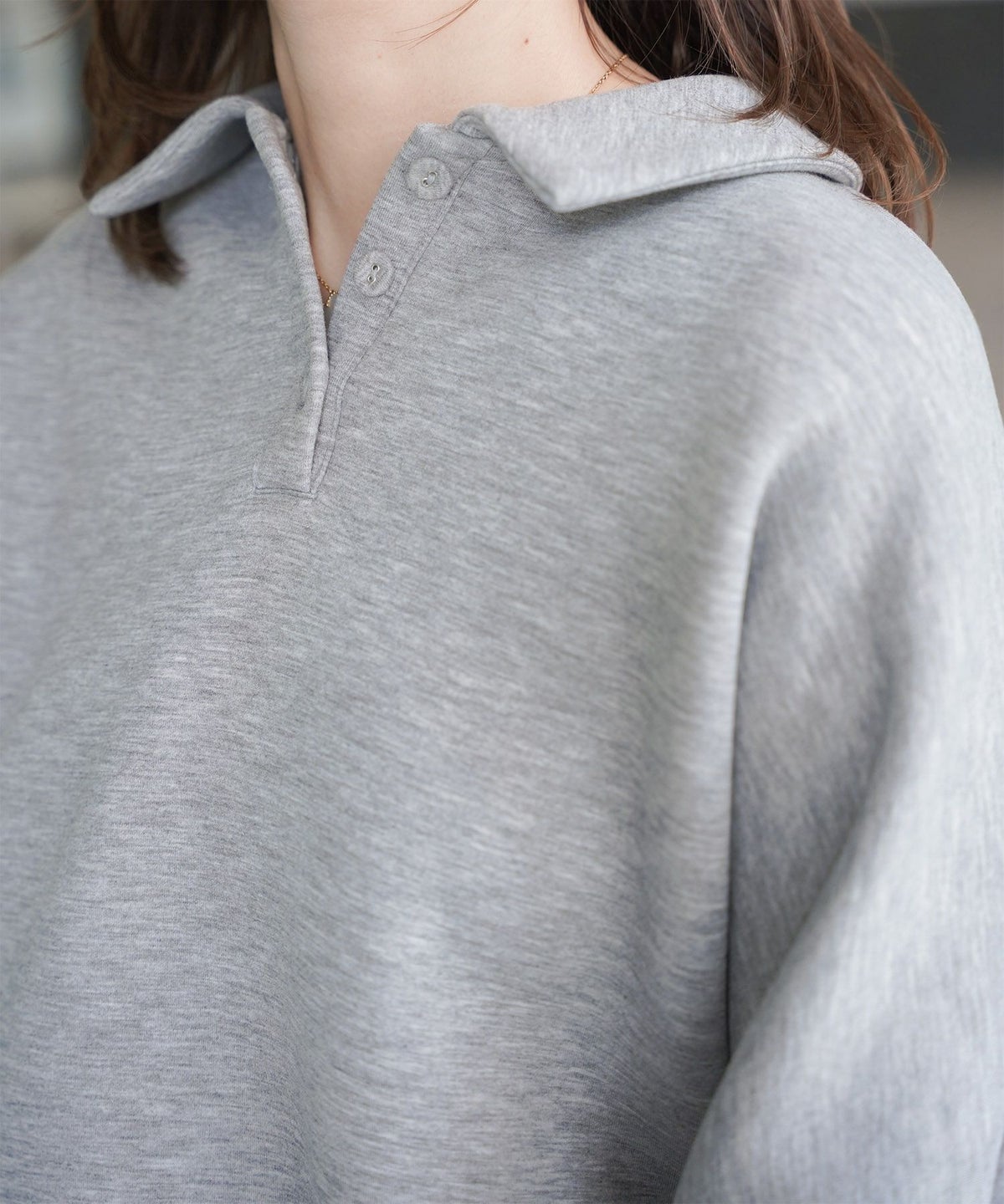 レディース 春 プルオーバー 上品 カジュアル/ホワイト/グレー/ブラック/M/ポロ襟/長袖