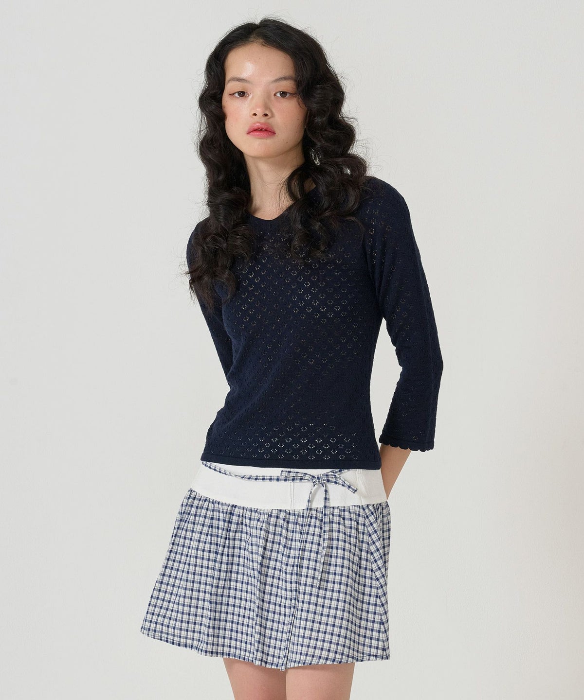 ミニスカート/ボトムス/スカート/切替/チェック