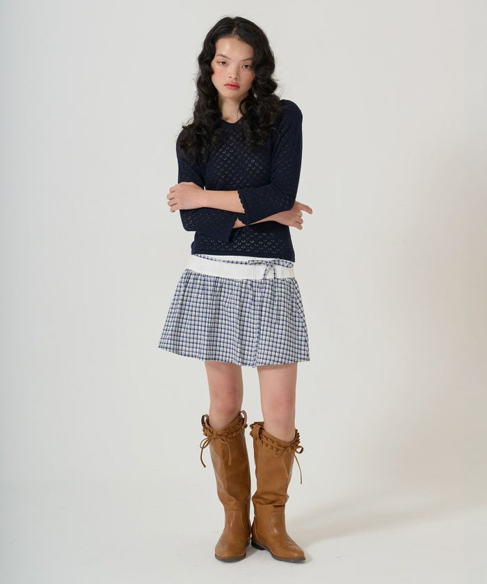 ミニスカート/ボトムス/スカート/切替/チェック