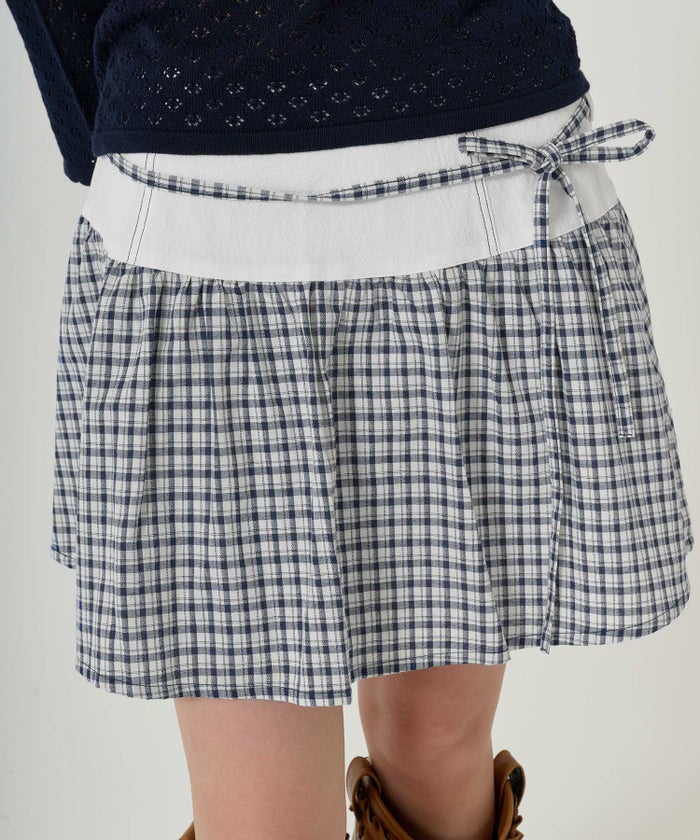 ミニスカート/ボトムス/スカート/切替/チェック