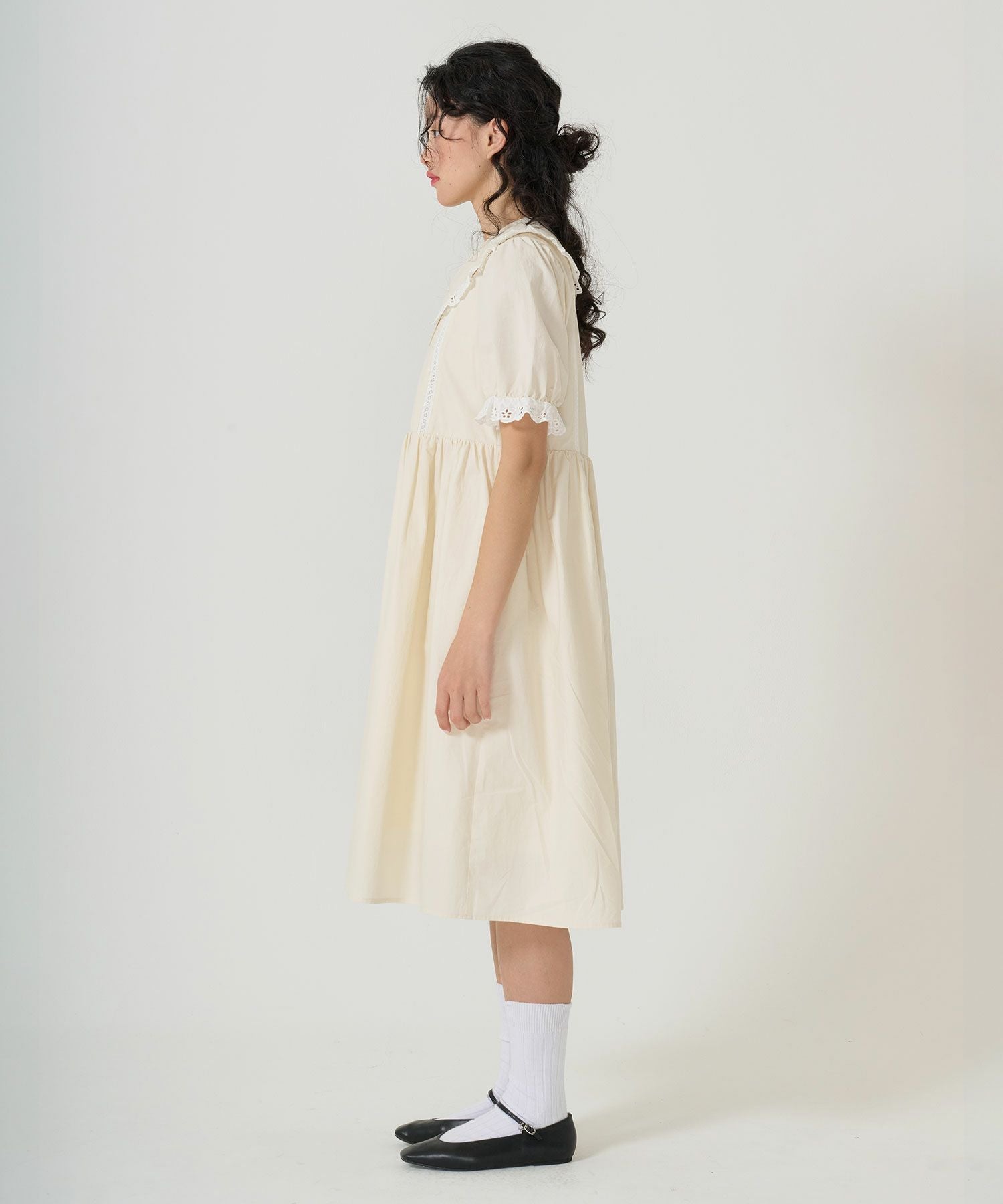 ⭐  (2) 着痩せ美シルエット　パフスリーブワンピ ワンピース