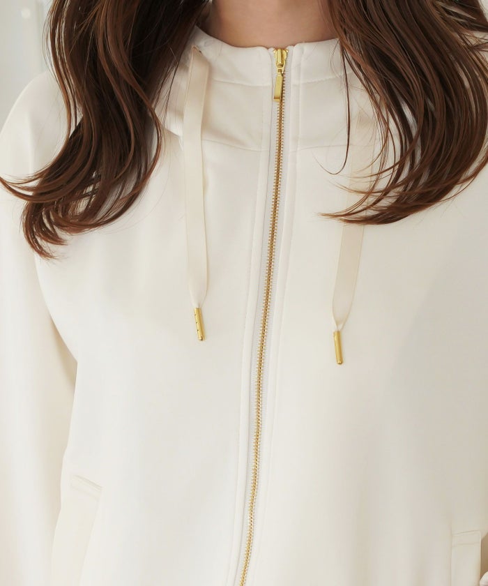 セレクト パーカー レディース ライトアウター おしゃれ かわいい きれいめ 白黒 春秋 ジョイントスペース