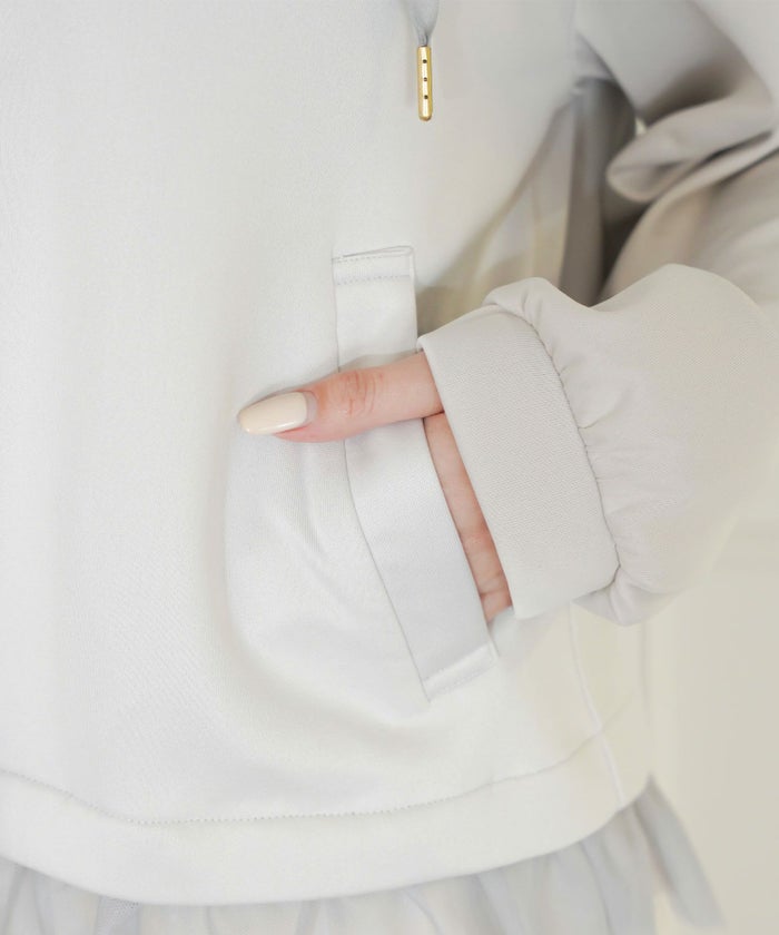 セレクト パーカー レディース ライトアウター おしゃれ かわいい きれいめ 白黒 春秋 ジョイントスペース