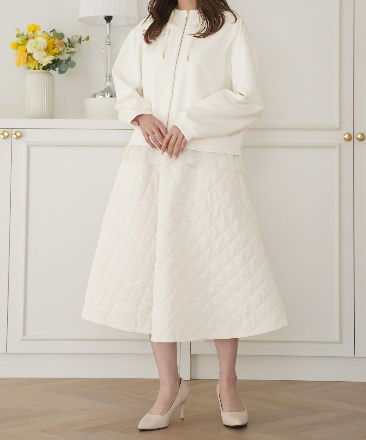 セレクト パーカー レディース ライトアウター おしゃれ かわいい きれいめ 白黒 春秋 ジョイントスペース