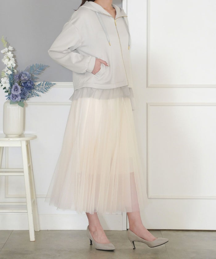 セレクト パーカー レディース ライトアウター おしゃれ かわいい きれいめ 白黒 春秋 ジョイントスペース