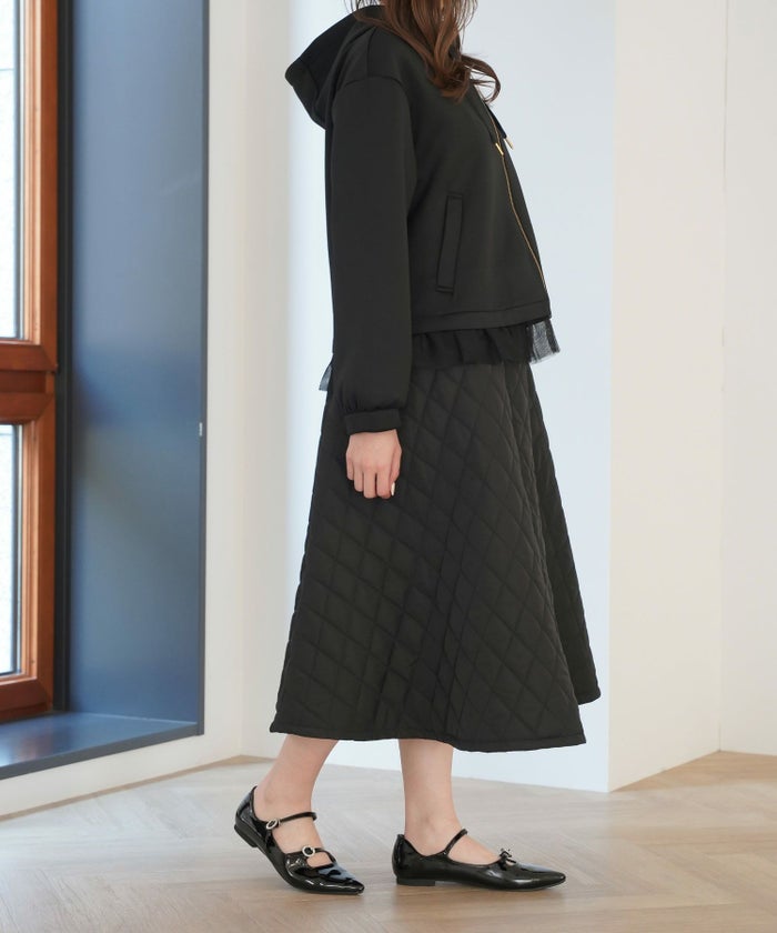 セレクト パーカー レディース ライトアウター おしゃれ かわいい きれいめ 白黒 春秋 ジョイントスペース