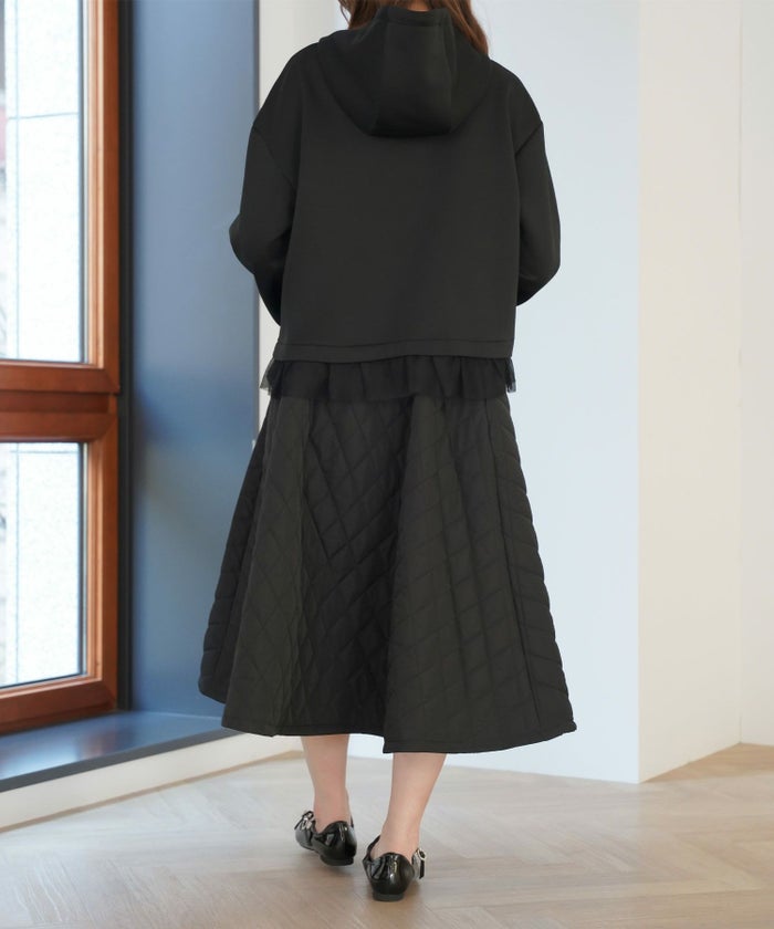 セレクト パーカー レディース ライトアウター おしゃれ かわいい きれいめ 白黒 春秋 ジョイントスペース