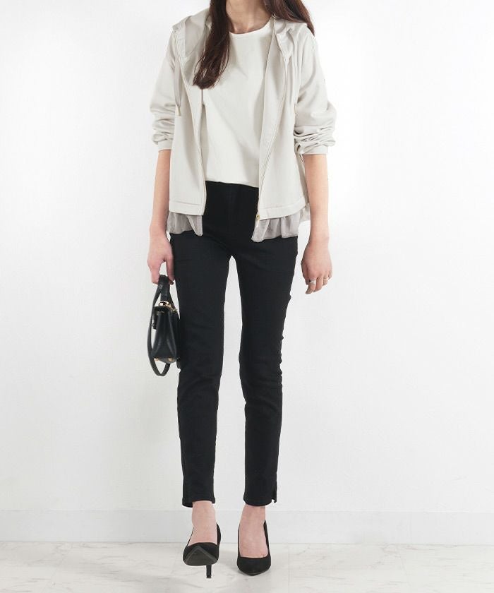 セレクト パーカー レディース ライトアウター おしゃれ かわいい きれいめ 白黒 春秋 ジョイントスペース