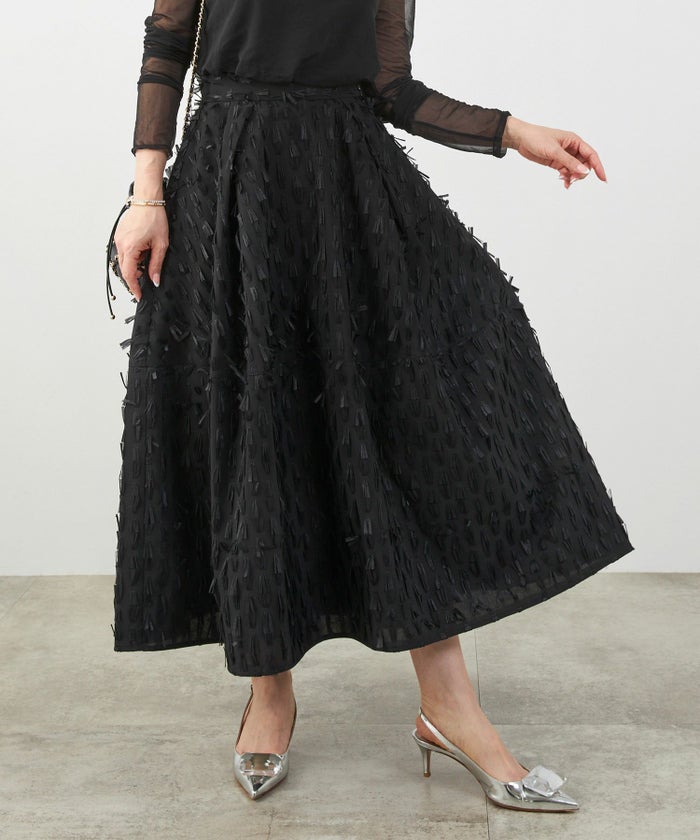 手洗い可上品きれいめエレガントフリンジモノトーン白黒ふんわりジョイントスペース