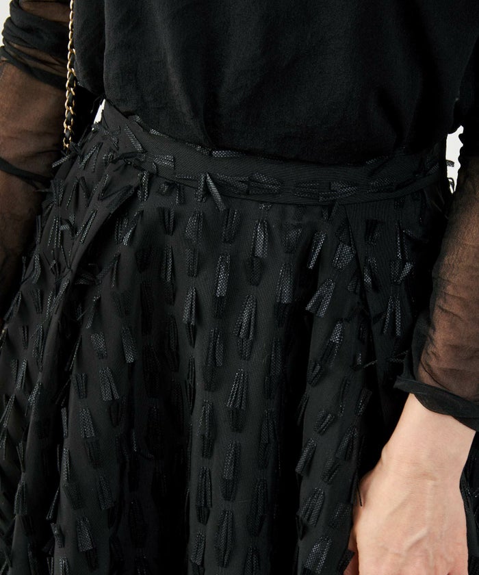 手洗い可上品きれいめエレガントフリンジモノトーン白黒ふんわりジョイントスペース