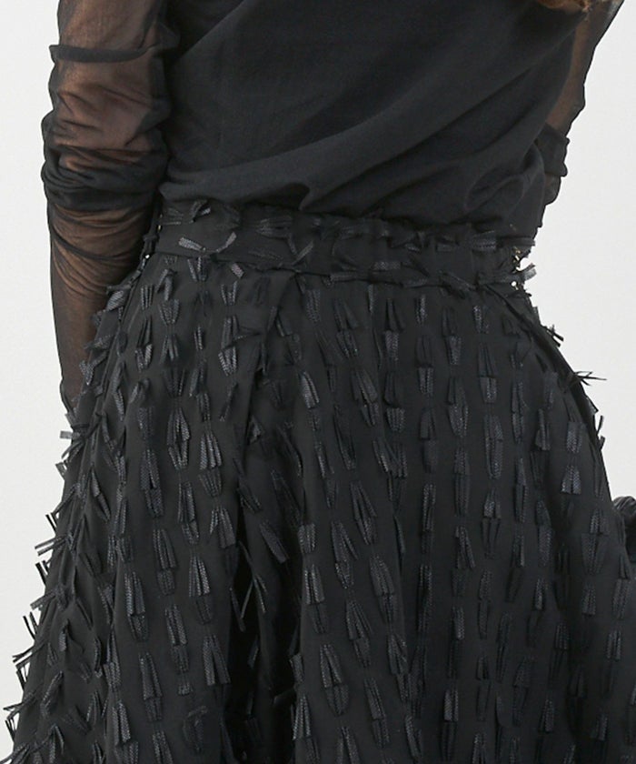 手洗い可上品きれいめエレガントフリンジモノトーン白黒ふんわりジョイントスペース