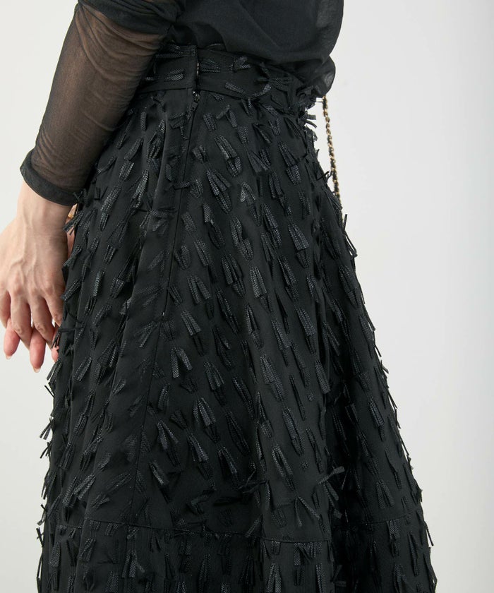 手洗い可上品きれいめエレガントフリンジモノトーン白黒ふんわりジョイントスペース