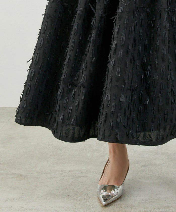 手洗い可上品きれいめエレガントフリンジモノトーン白黒ふんわりジョイントスペース