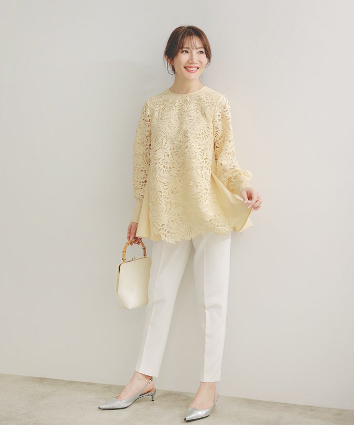 新色追加 手洗い可 オフィス おしゃれ フェミニン 透け感 涙開き カフス 上品 きれいめ 長袖 白 ジョイントスペース